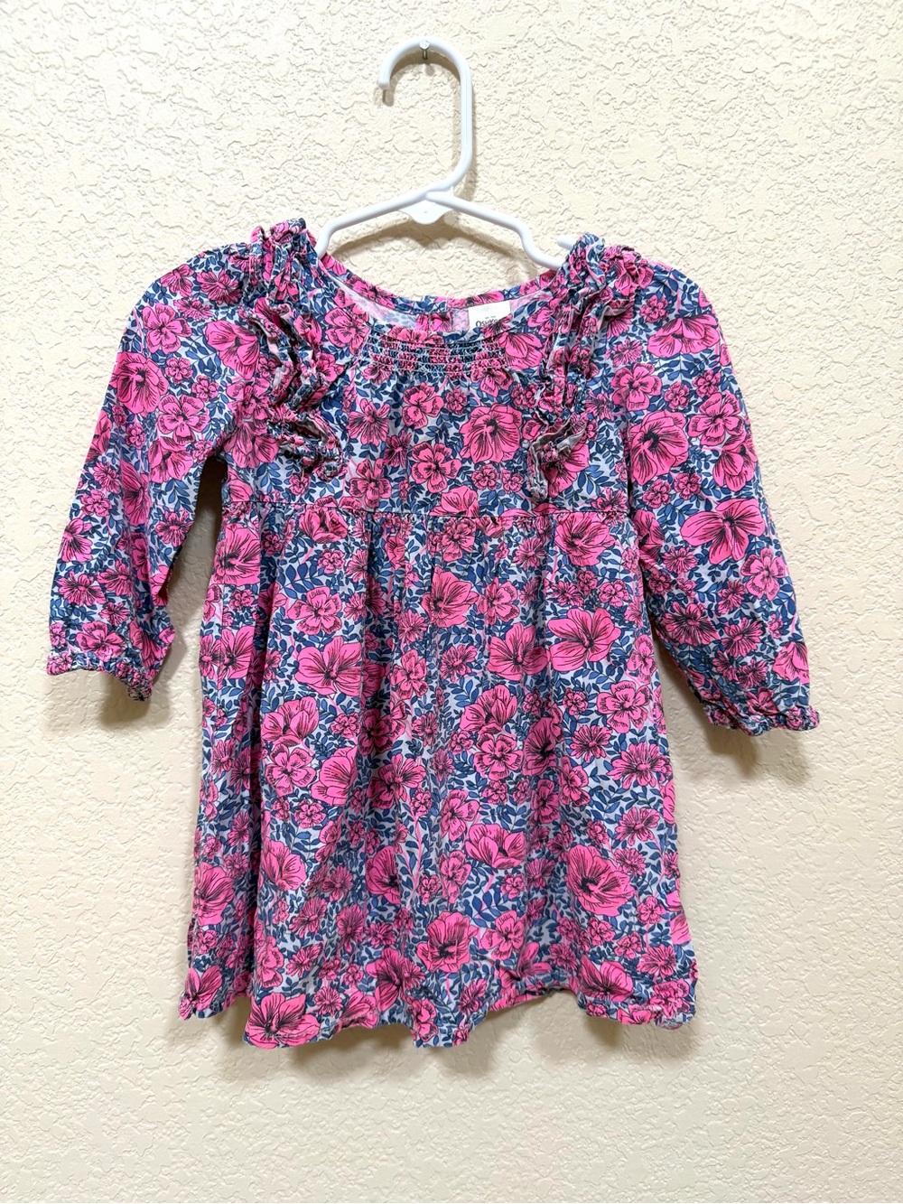 OshKosh B'gosh Pink & Blue Floral Ruffle Dress